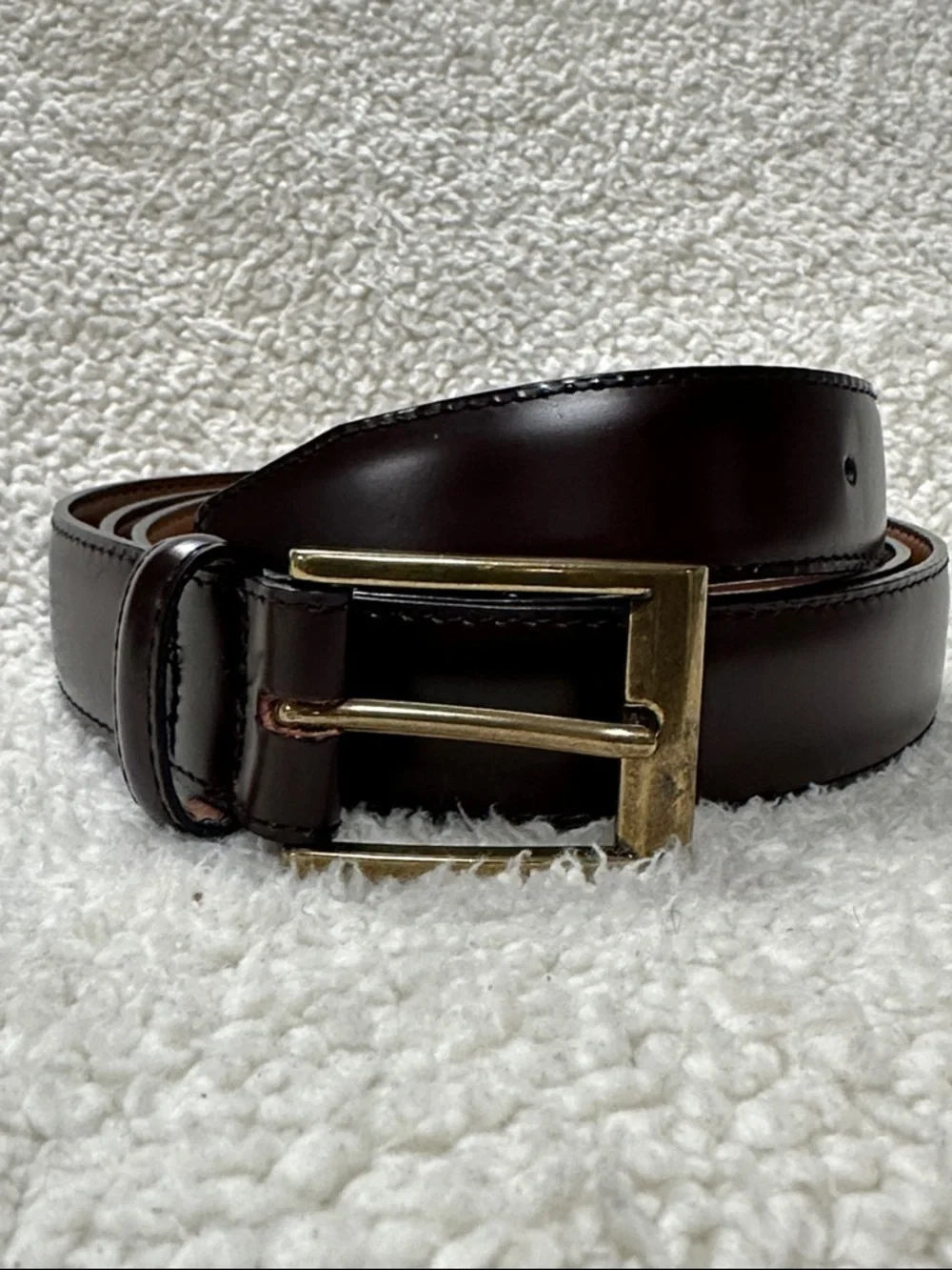 L.L. Bean Men’s Dark Brown Dress Belt, Brass Buckle, Full grain Leather 44